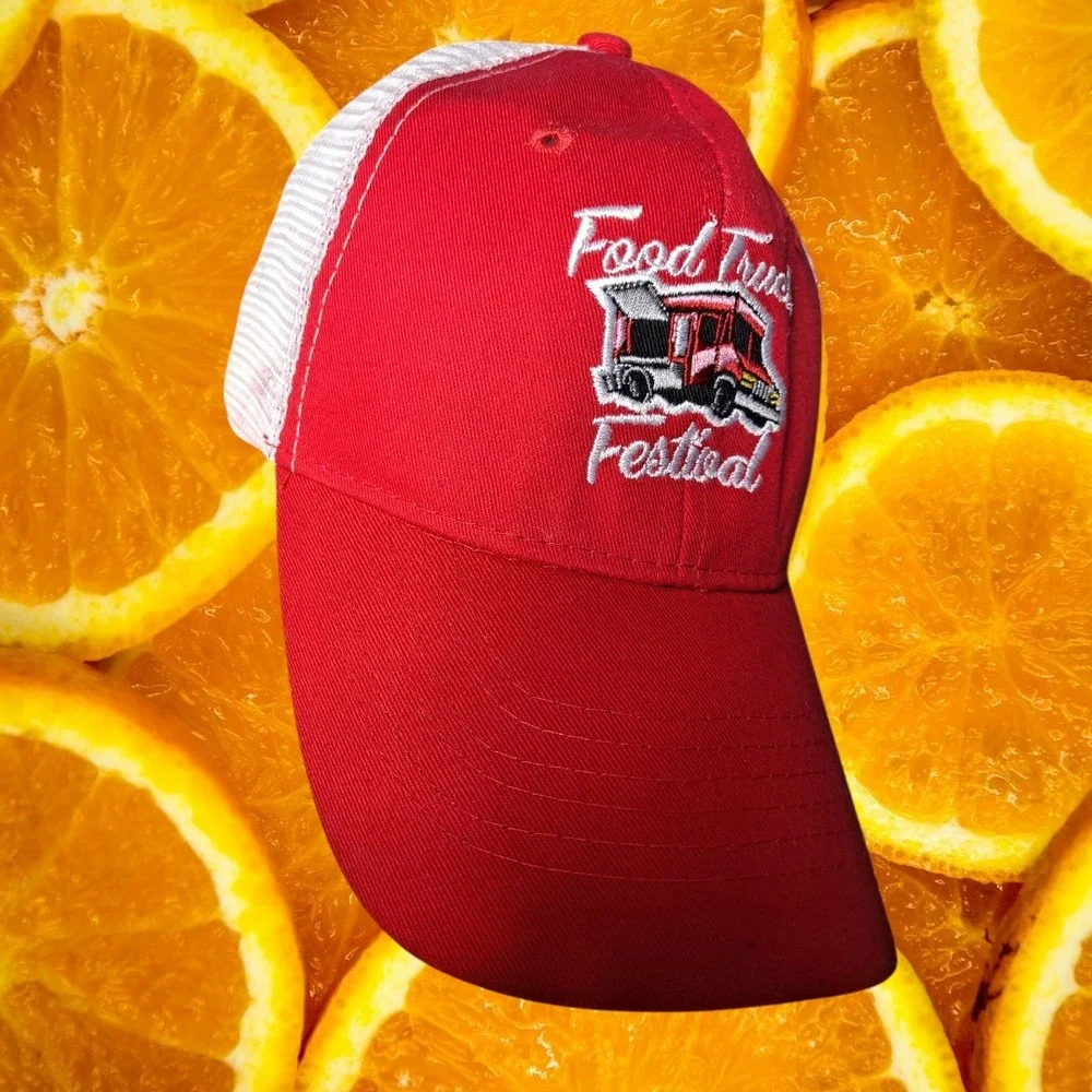 Food Truck Festival Hat Red White Trucker Cap Adjustable Baseball‎